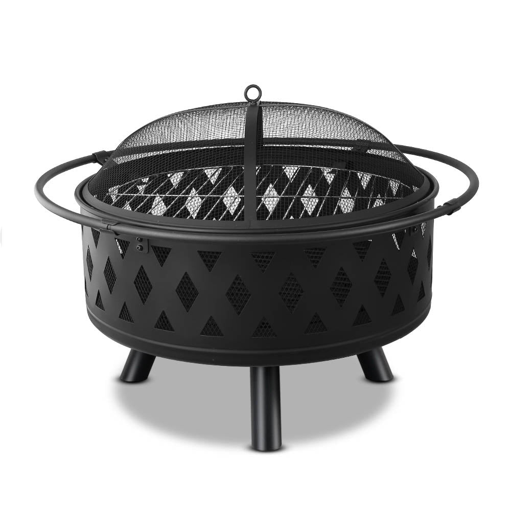 Fire Pit BBQ Charcoal Grill Ring Portable Outdoor Kitchen Fireplace