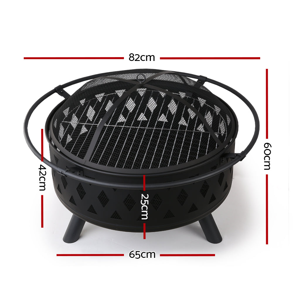 Fire Pit BBQ Charcoal Grill Ring Portable Outdoor Kitchen Fireplace