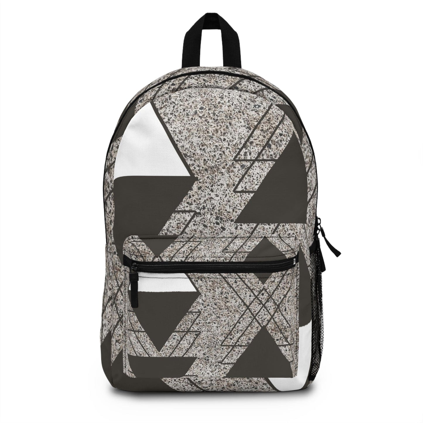 Backpack - Large Water-resistant Bag, Brown And White Triangular