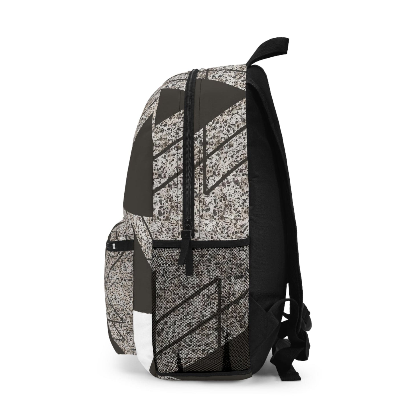 Backpack - Large Water-resistant Bag, Brown And White Triangular