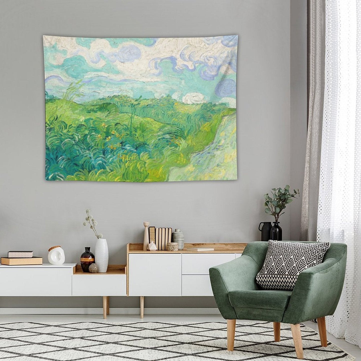 Van Gogh's Green Wheat Fields Tapestry